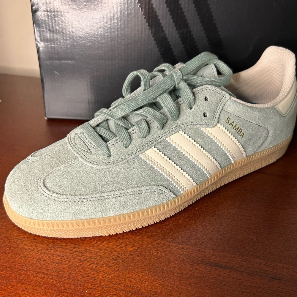 SOLD adidas Samba Silver Green (8.5 M / 9.5 Women)